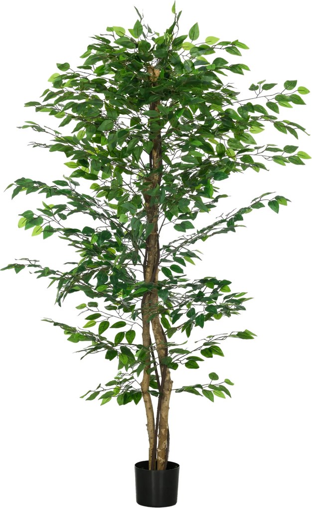 HOMCOM Sztuczny Ficus, realistyczny, łatwy w pielęgnacji, w komplecie z doniczką, wysokość 180 cm, Zielony