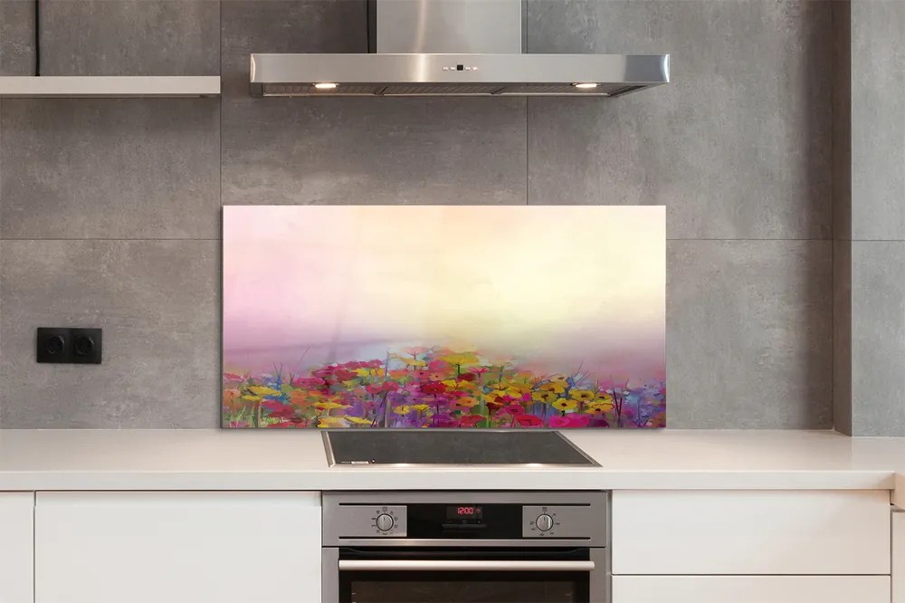 Panel szklany do Kuchni Obraz Kwiatów na tle Nieba