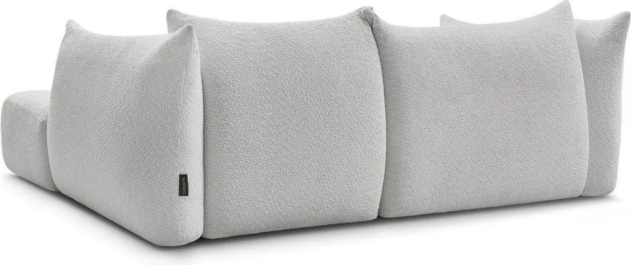 Jasnoszary narożnik z materiału bouclé (prawostronny/z szezlongiem) Azra – Bobochic Paris