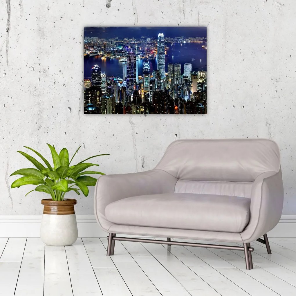 Obraz drapaczy chmur w nocy (70x50 cm)