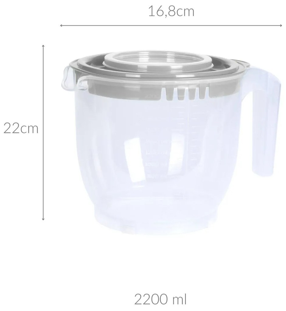 Miska do miksowania z pokrywką, pojemnik z miarką, 2200 ml