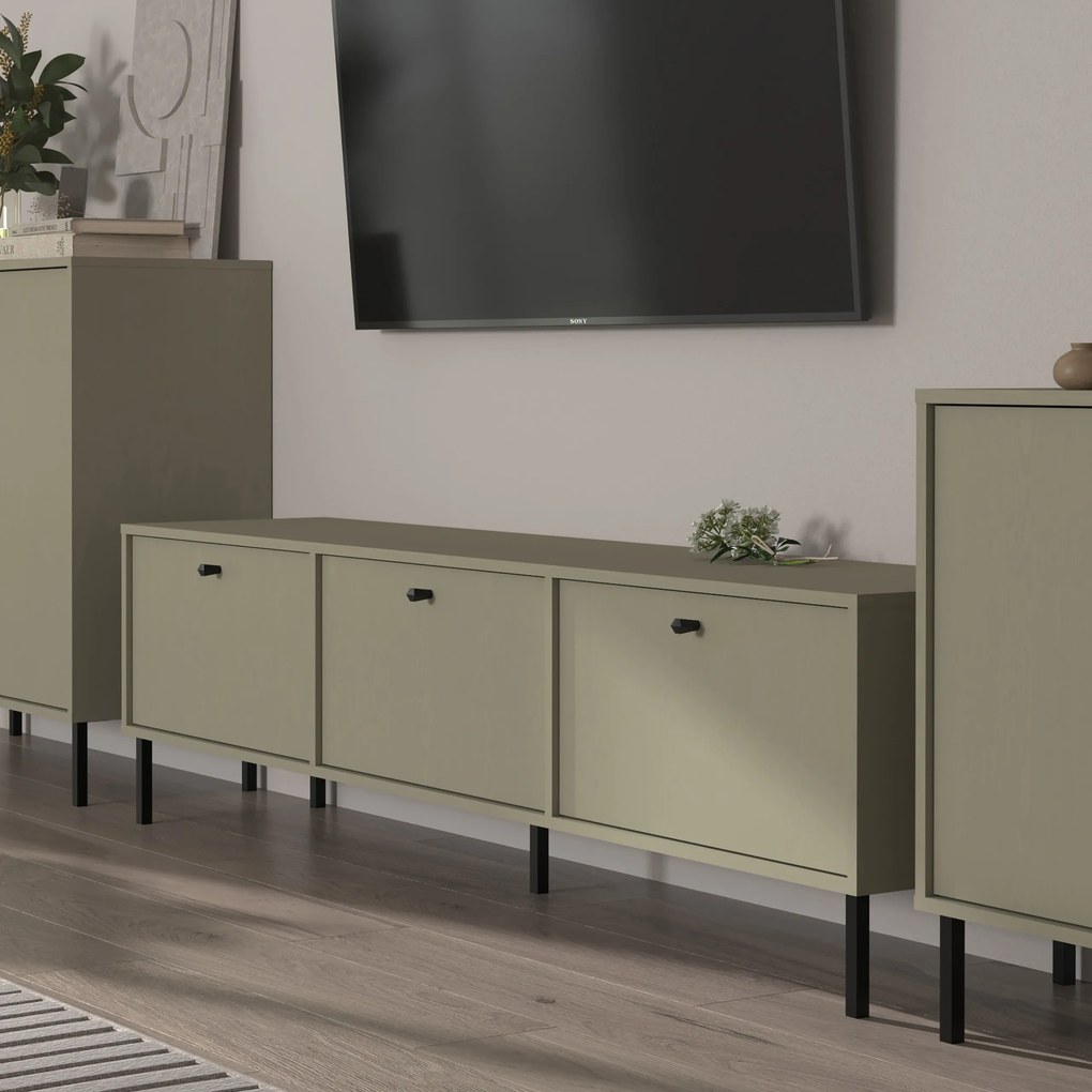Szafka RTV stojąca TORINO 180 cm do Salonu pod Telewizor - Odcienie zieleni