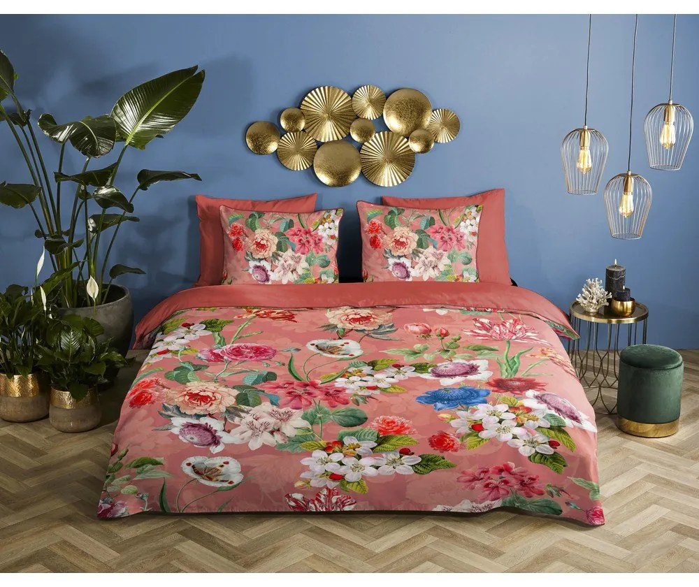 Pomarańczowa pościel dwuosobowa z satyny bawełnianej 240x220 cm Amalia – Descanso