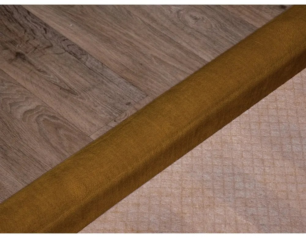 Tapicerowane łóżko dwuosobowe ze schowkiem ze stelażem 160x200 cm w odcieniach ochry Jade – Bobochic Paris