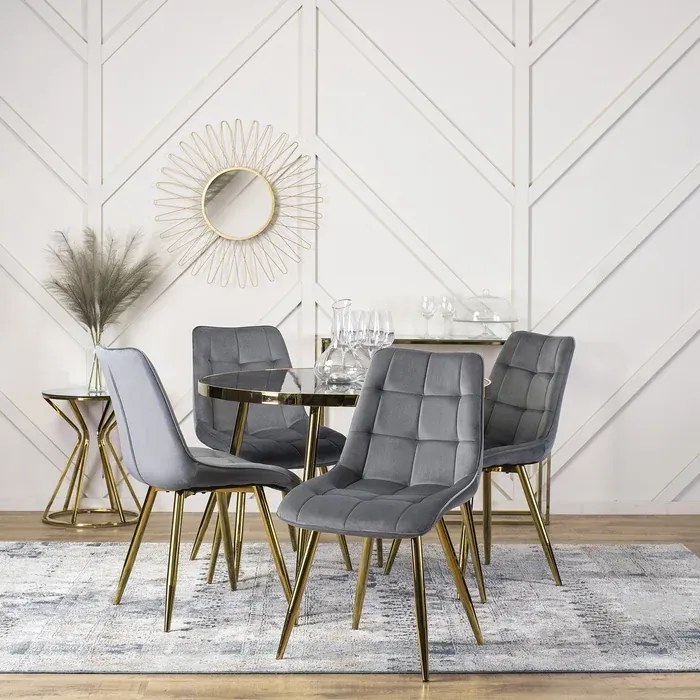 Stół Okrągły TINGA 100 cm Czarny/Złoty Glamour