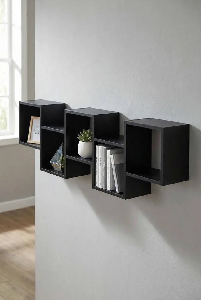 Czarna minimalistyczna półka ścienna H1-T03