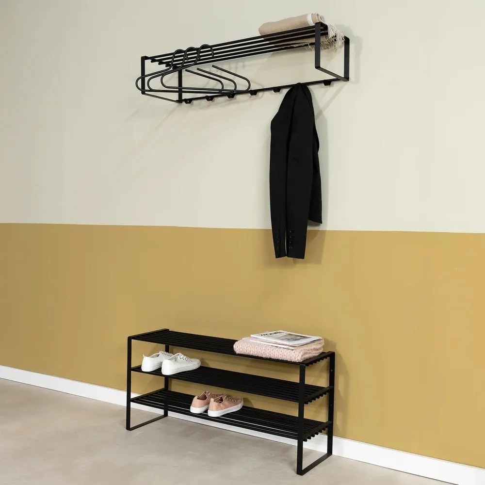 Czarna metalowa szafka na buty 100x48,5x29 cm Rex – Spinder Design