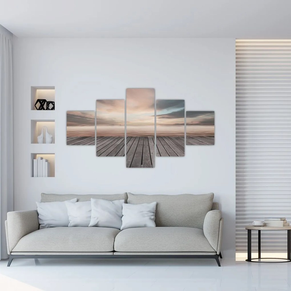Obraz - Molo o zachodzie słońca (125x70 cm)
