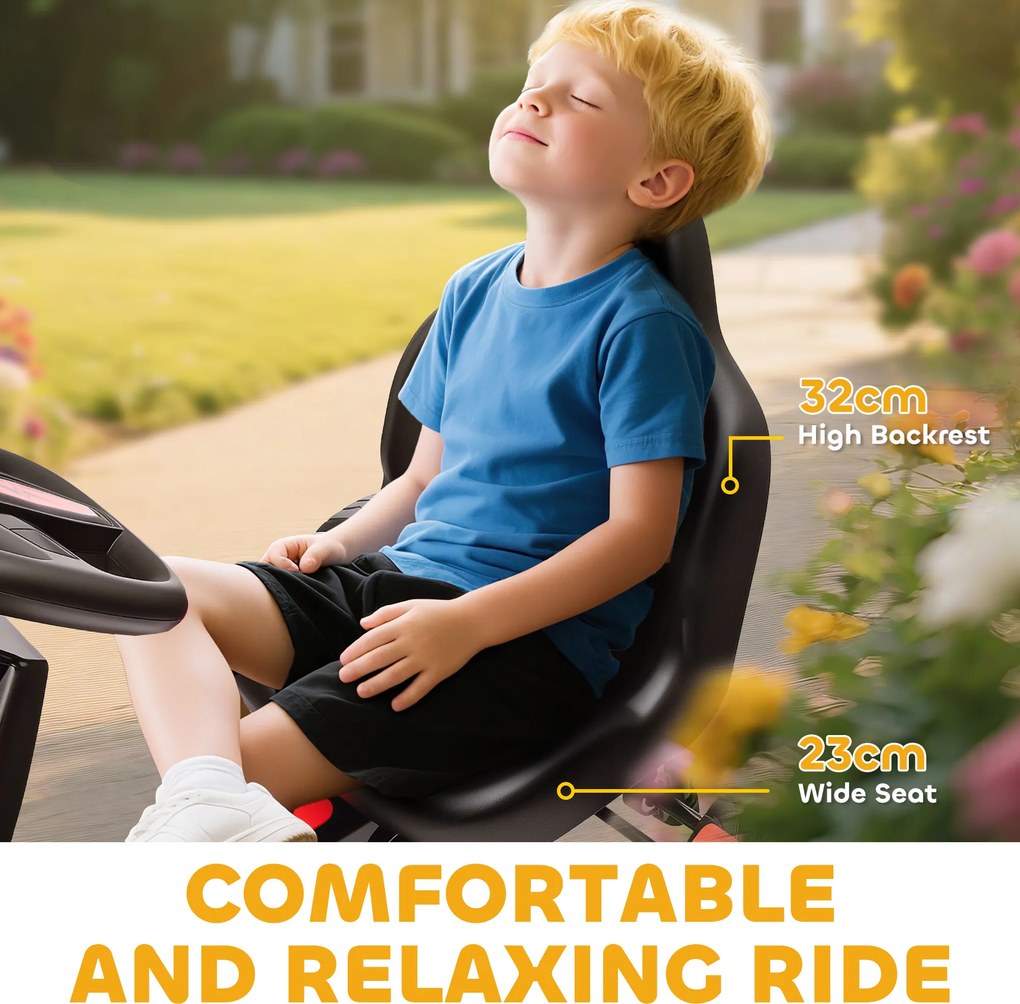 AIYAPLAY Gokart z pedałami, tretauto dla dzieci z hamulcem, antypoślizgowe koła, metalowa rama, 3-6 lat, czerwony