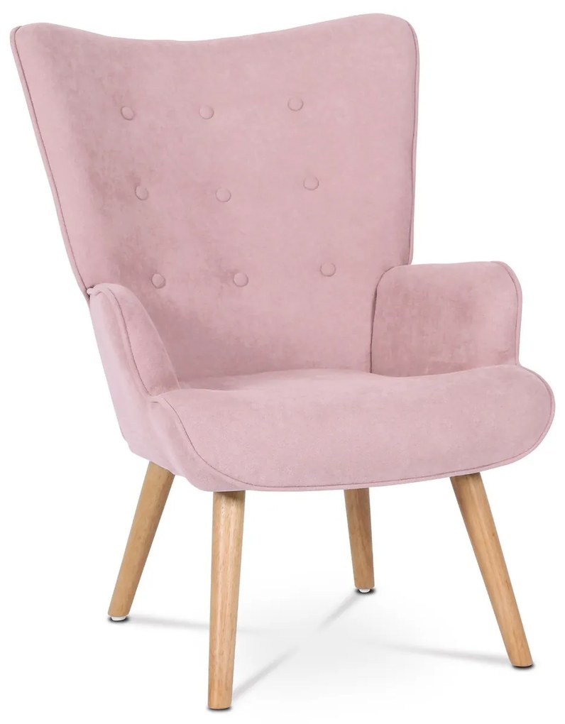 Fotel z podnóżkiem PINK2, różowy