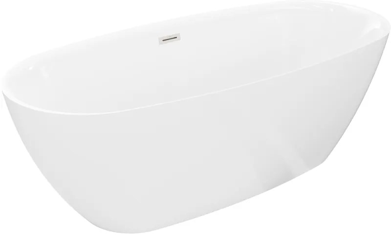 Mexen Luvo Slim wanna wolnostojąca 170 x 75 cm, biała, przelew nikiel szczotkowany - 52801707500-97