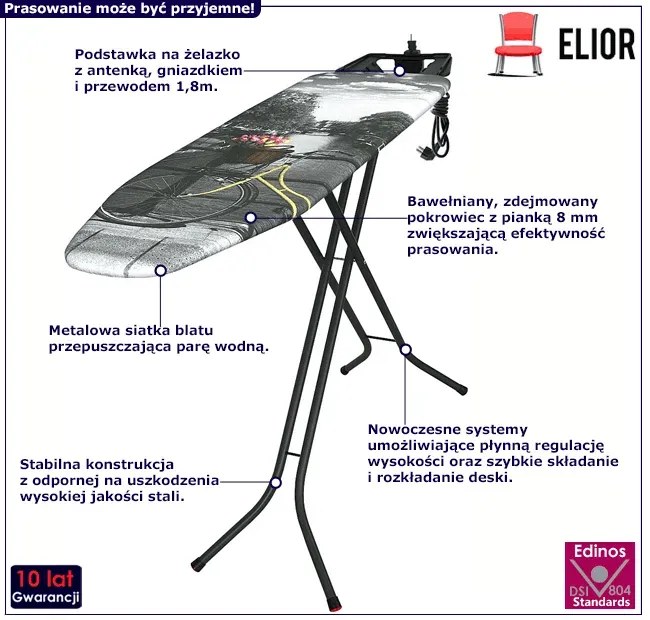 Deska do prasowania z gniazdkiem i blokadą rozkładania B8-C61