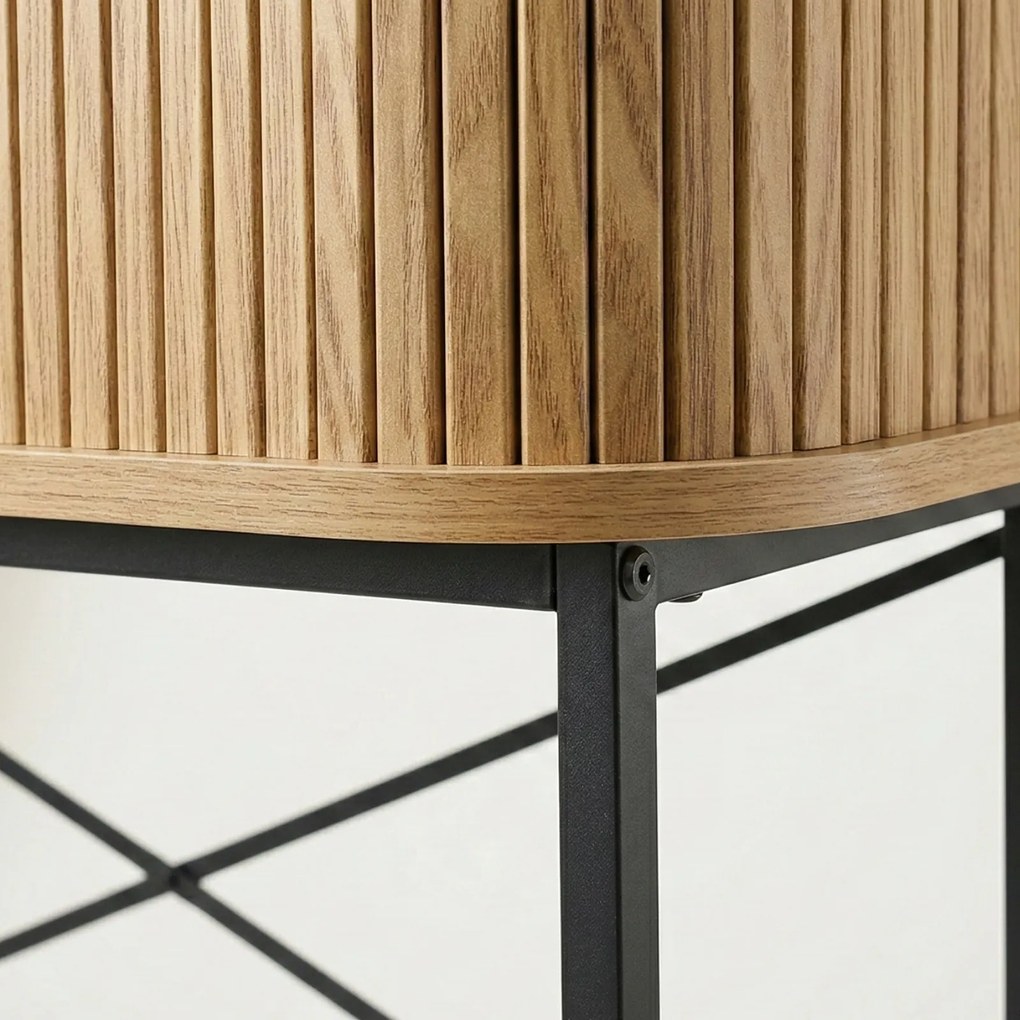 Konsola z rozsuwanymi drzwiami SCAVA, ryflowana, 100 x 35 x 80,5 cm