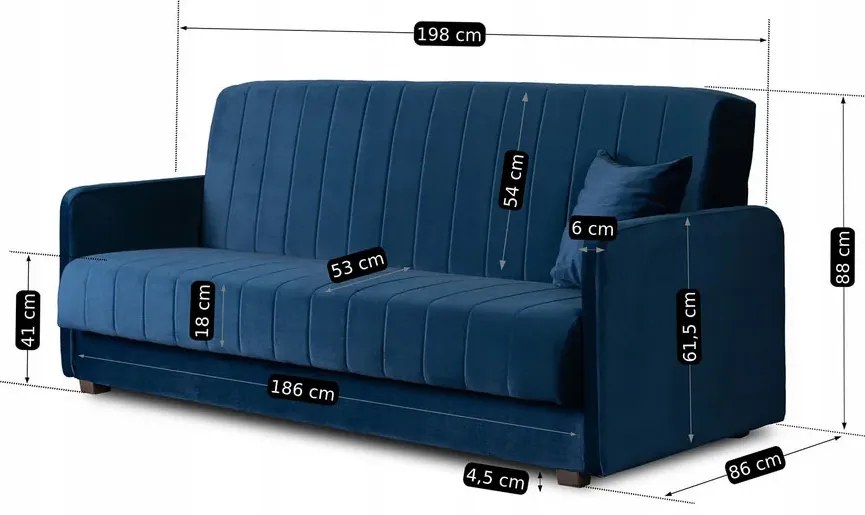 Granatowa elegancka sofa welurowa A7-N48