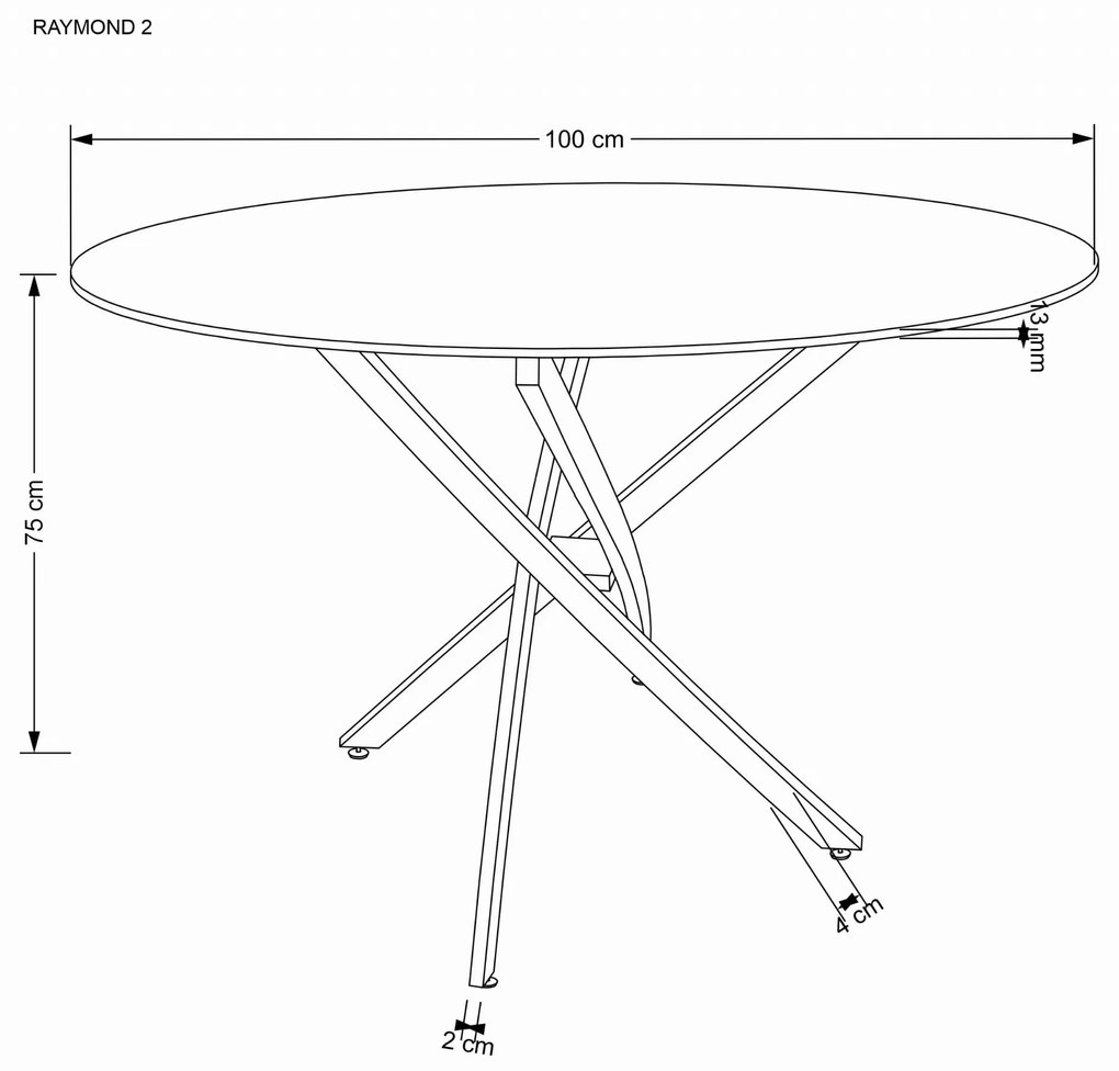 RAYMOND 2 stół fi 100/73 cm, blat - biały marmur, nogi - złoty okrągły chrom glamour