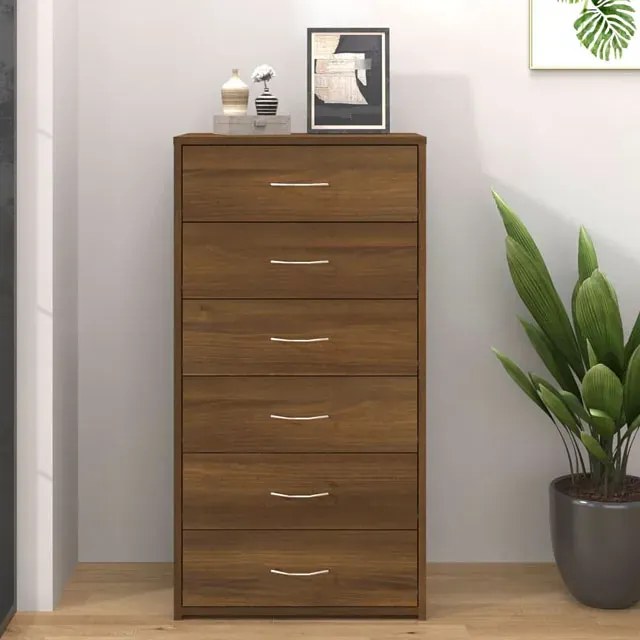 Minimalistyczna komoda z 6 szufladami brązowy dąb - Xeron