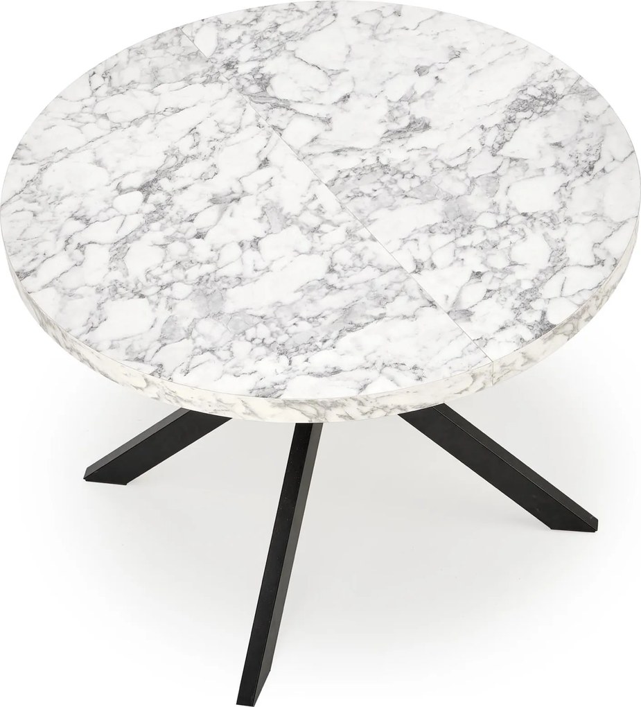 Okrągły rozkładany stół do jadalni Peroni biały marmur / czarny