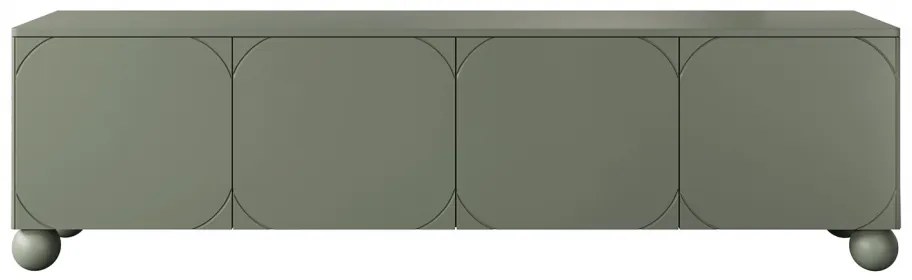 Szafka RTV Sonatia II 200 cm czterodrzwiowa na nogach kulach - oliwka