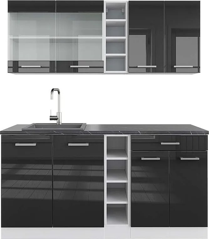 Pojedyncza kuchnia antracytowy wysoki połysk/biały 160x60x81.6 r-line