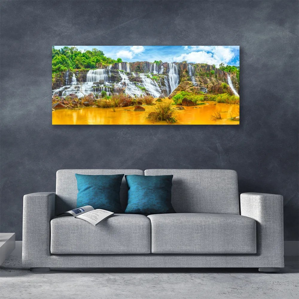 Obraz canvas Ukryty Wodospad w Lesie