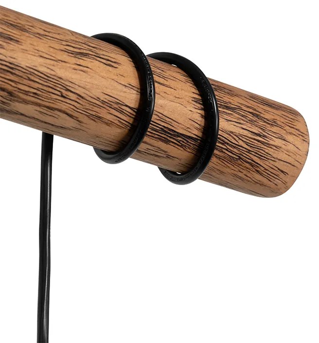 Rustykalna lampa wisząca czarna z drewnem 4-światłowa - Stronk Rustykalny / Vintage Oswietlenie wewnetrzne