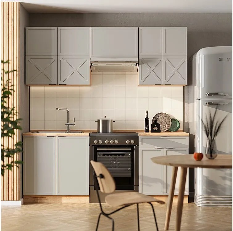 Aneks kuchenny szary/beżowy/złoty dąb 200x60x81.6 fame-line