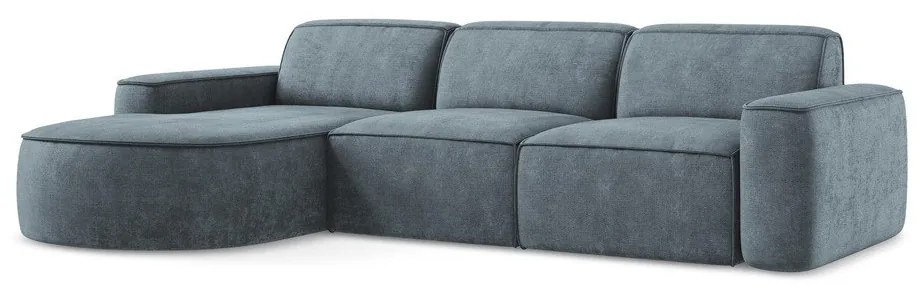 Szaroniebieski narożnik z tkaniny szenilowej (lewostronny/z szezlongiem) Omao – Makamii