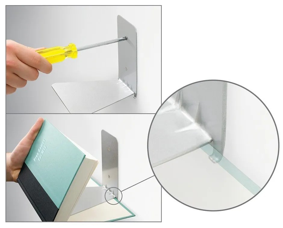 Srebrne metalowe półki zestaw 3 szt. 18 cm Conceal – Umbra