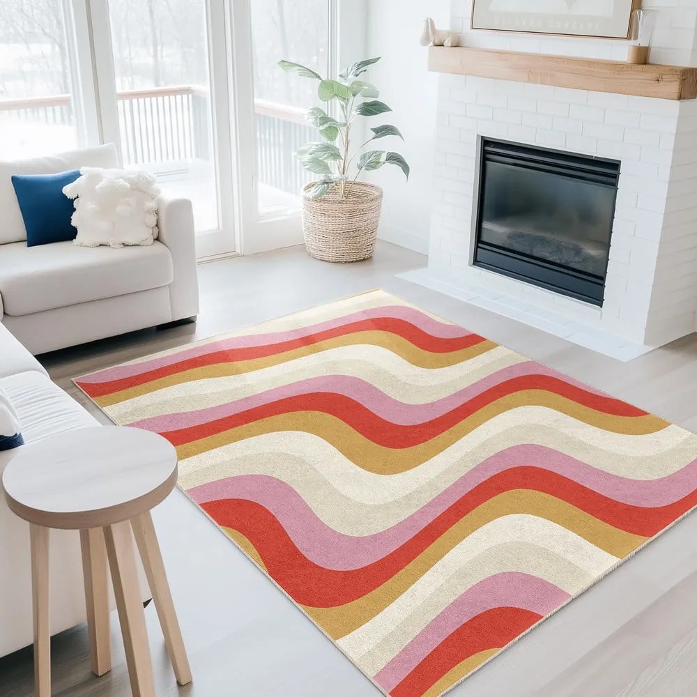 Żółto-różowy dywan odpowiedni do prania 120x180 cm Creamy Raspberry Swirl – Mila Home