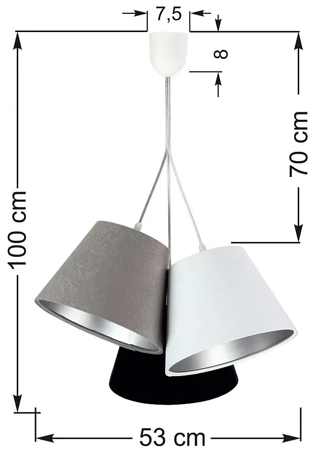 Trójkolorowa lampa wisząca ze srebrnym wnętrzem E6-M96
