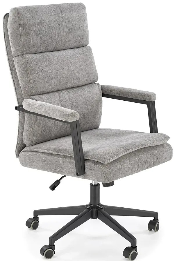 Popielaty tapicerowany fotel gabinetowy R1-H70