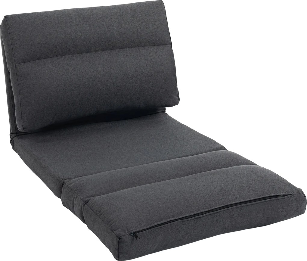HOMCOM Pufa z funkcją łóżka, odchylane oparcie, składana, do 120kg, 70 x 72 x 56 cm, Ciemnoszary | Aosom PL