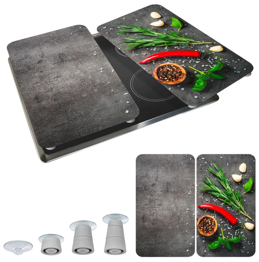 Szklane płyty ochronne na kuchenkę ROSEMARY, 2 sztuki