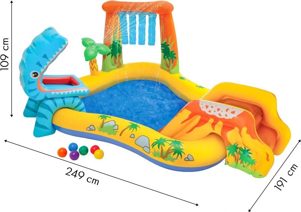 Dmuchany basen dziecięcy Intex 444 - wodny plac zabaw ze zjeżdżalnią i dinozaurem