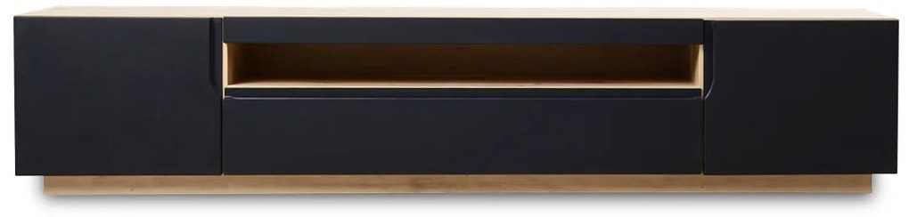 Szafka RTV Loftia 200 cm dwudrzwiowa z wnęką - artisan / czarny mat