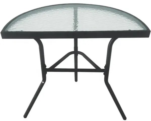 Półokrągły stolik ogrodowy z szklanym blatem ISLAND 70x40 cm, czarny