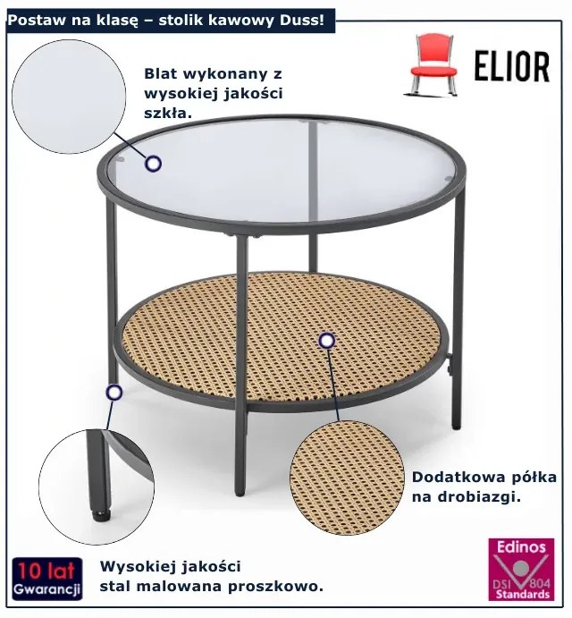 Szklana okrągła ława do salonu H4-S88