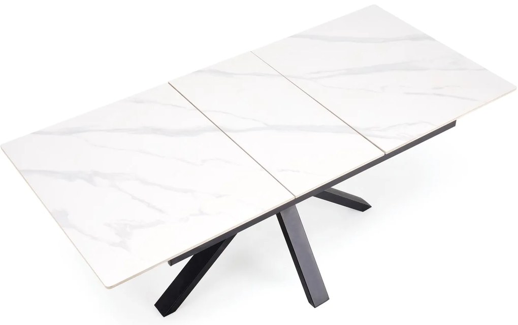 Stół rozkładany 140-180/85/76 cm spiek biały marmur/czarny PLATAN