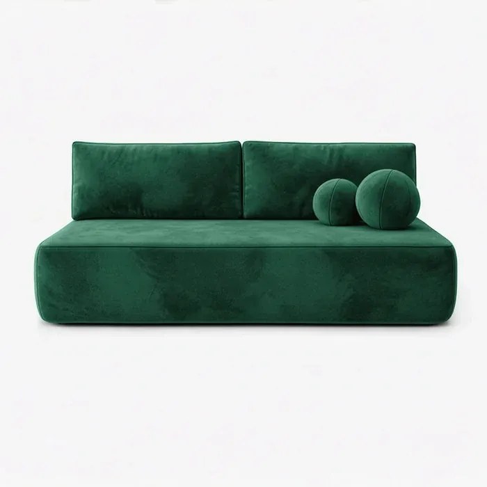 Sofa z Funkcją Spania ARVETO Zielona Welurowa Nowoczesna