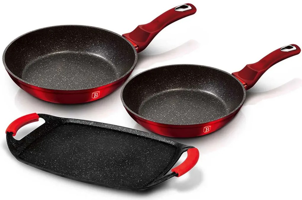 3 aluminiowe patelnie z powłoką granitową B3-L96
