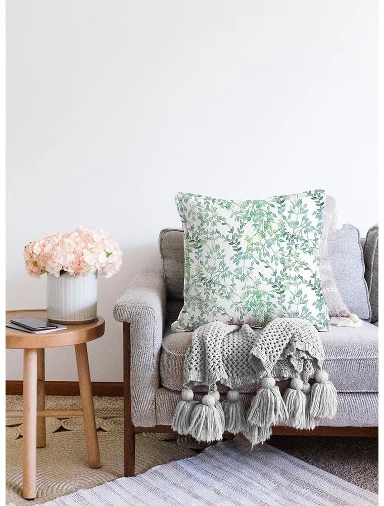 Beżowo-zielona poszewka na poduszkę z domieszką bawełny Minimalist Cushion Covers Twiggy, 55x55 cm