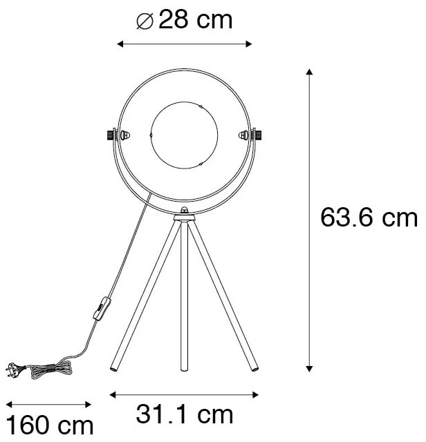 Lampa stołowa czarna ze złotem 63,3 cm, trójpodporowa, regulowana - MagnaxPrzemysłowy Oswietlenie wewnetrzne