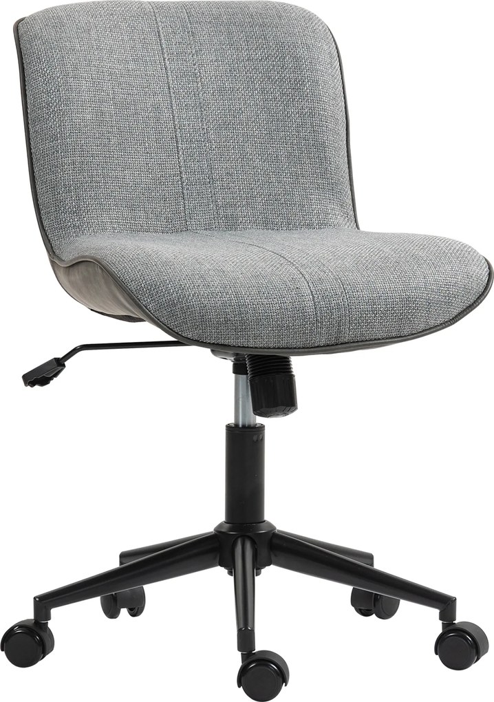 HOMCOM Obrotowy fotel biurowy bez podłokietników, z regulacją wysokości, na kółkach, Szary