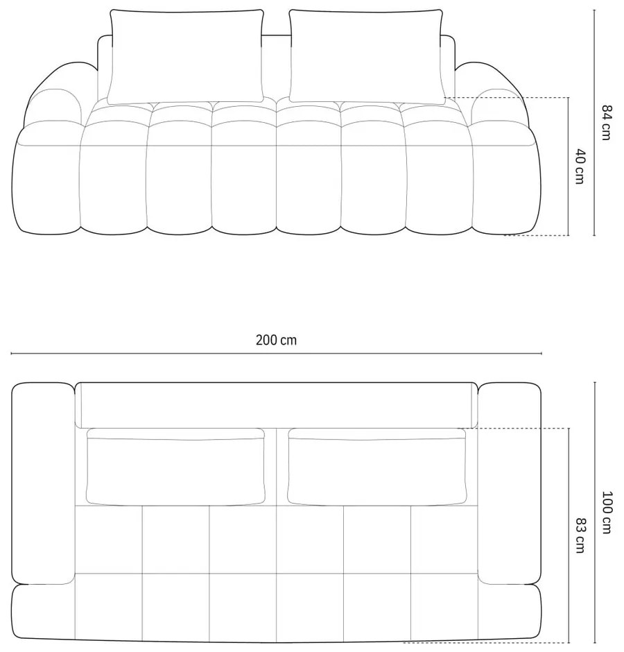 Szara aksamitna sofa 200 cm Linz – Cosmopolitan Design