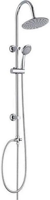 Kolumna prysznicowa Dunedin chromowana bez baterii, obrotowa głowica Ø200 mm, słuchawka 5 strumieni, wąż stalowy podwójnie zaciskany