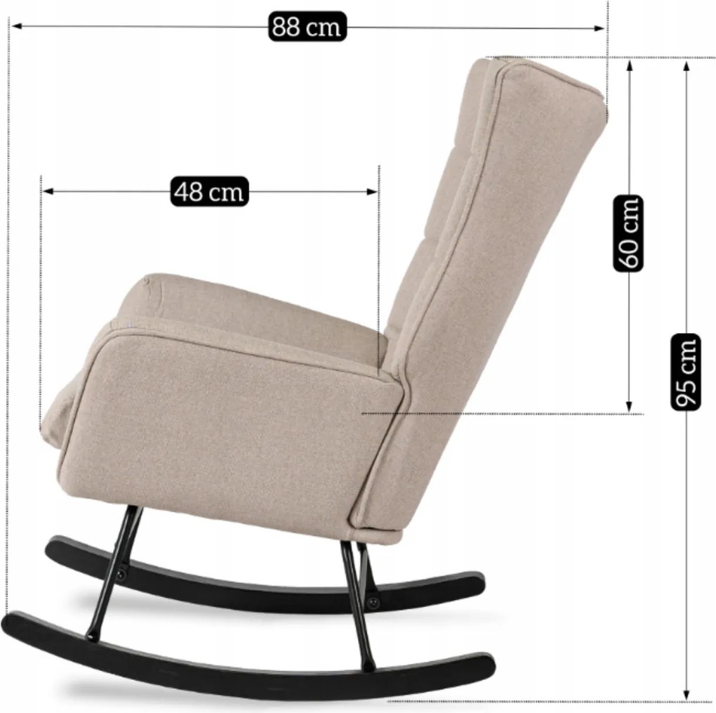 Fotel Bujany na Biegunach Uszak Wypoczynkowy JACKSON Beżowy do Salonu Nowoczesny