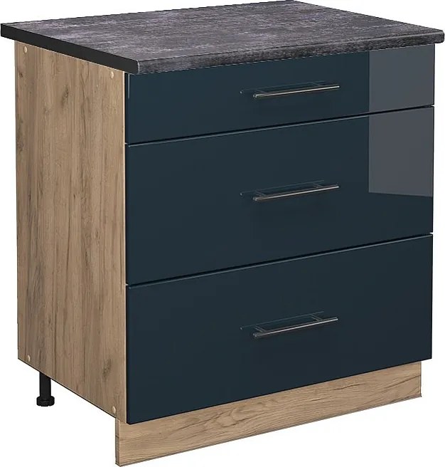 Szafka dolna do kuchni ciemnoniebieski wysoki połysk 80x60x82 fame-line