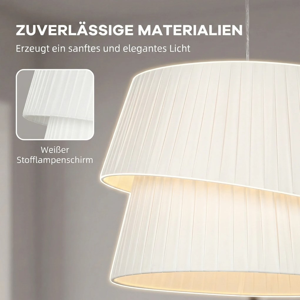 HOMCOM Elegancka lampa wisząca z podwójnym kloszem, regulowana wysokość, do salonu, biały | Aosom PL