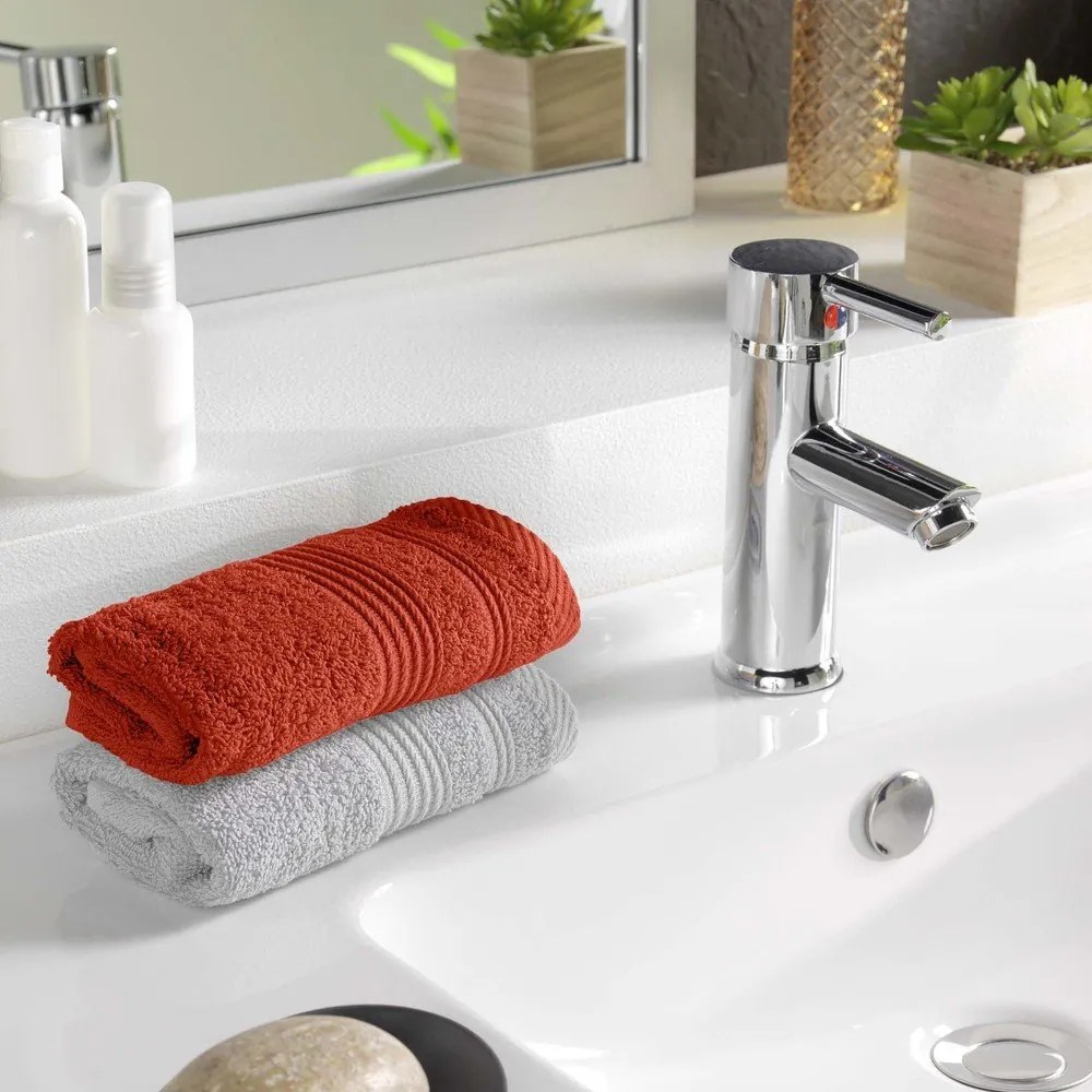 Ceglasty bawełniany ręcznik frotte 30x50 cm Tendresse – douceur d'intérieur