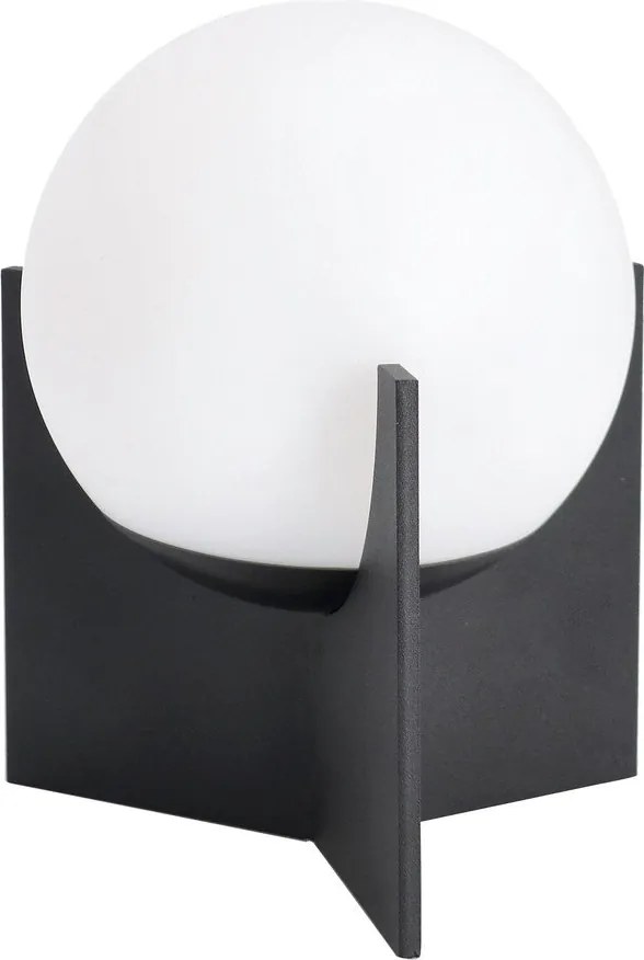 Czarna metalowa lampa stołowa LED ze ściemniaczem z plastikowym kloszem (wysokość 16 cm) Cardamom – Bizzotto